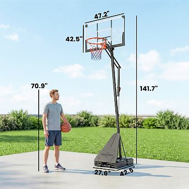 Soozier Basketball Hoop, 8-10ft Adjustable Basketball Goal, Action Grip