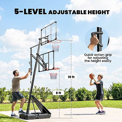 Soozier Basketball Hoop, 8-10ft Adjustable Basketball Goal, Action Grip