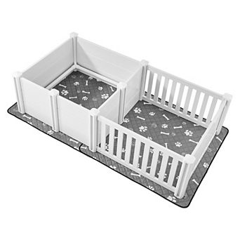 Dog Whelping Pen with Waterproof Panels Adjustable Door and Anti-Slip Pad