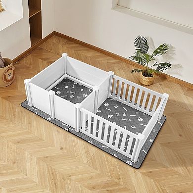 Dog Whelping Pen with Waterproof Panels Adjustable Door and Anti-Slip Pad