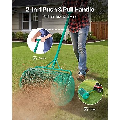 Dual-Purpose Lawn Spreader Push or Tow for Seed, Fertilizer, Compost