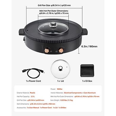 Electric Hot Pot and Grill Combo for Family Meals or Small Gatherings