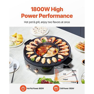 Electric Hot Pot and Grill Combo for Family Meals or Small Gatherings