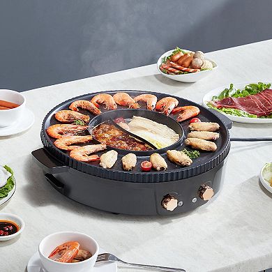 Electric Hot Pot and Grill Combo for Family Meals or Small Gatherings