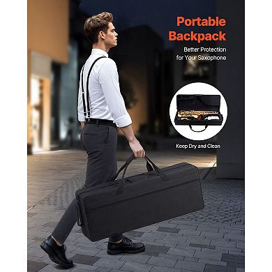 Beginner Tenor Saxophone B Flat, 23-Key Brass Instrument with Carrying Case