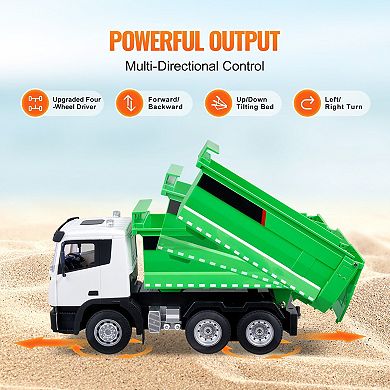 9-Channel Remote Control Dump Truck, Non-Slip Wheels 6 lb Load Capacity, Outdoor Play