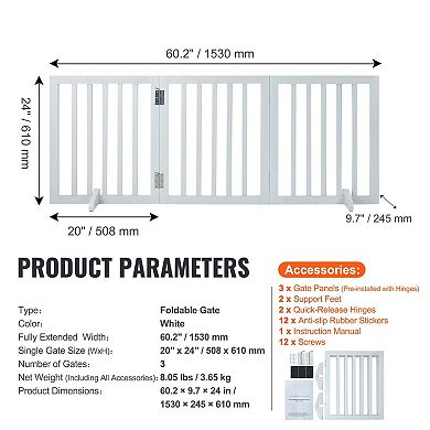 Portable Freestanding Safety Gate for Rooms, Hallways, and Doorways