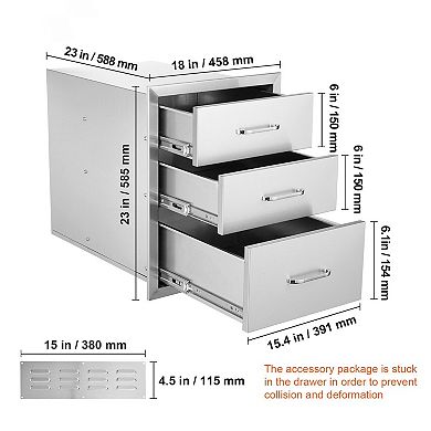 3-Tier Stainless Steel Storage Drawer with Built-In Handle for Easy Access