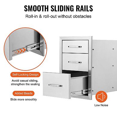 3-Tier Stainless Steel Storage Drawer with Built-In Handle for Easy Access