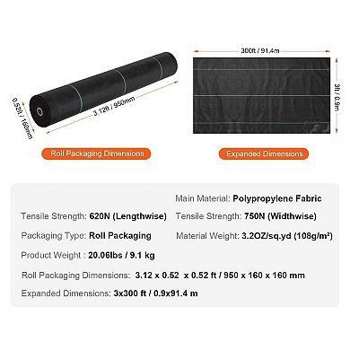 Landscape Weed Barrier Fabric Roll for Garden Beds, Gravel Paths, and Ground Cover