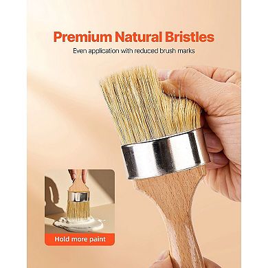4-Piece Paint Brush Set for Chalk Wax, Furniture, Walls, Cabinets