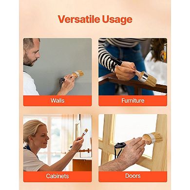 4-Piece Paint Brush Set for Chalk Wax, Furniture, Walls, Cabinets