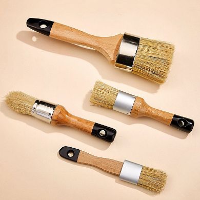 4-Piece Paint Brush Set for Chalk Wax, Furniture, Walls, Cabinets