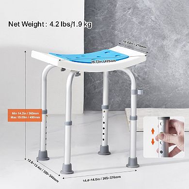 Bath Shower Stool for Tubs and Walk-In Showers with Drainage Seat and Carry Handles