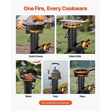 Wood-Burning Rocket Stove Lightweight Portable Outdoor Cooking Stove