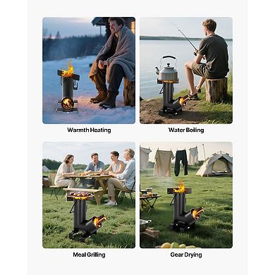 Wood-Burning Rocket Stove Lightweight Portable Outdoor Cooking Stove