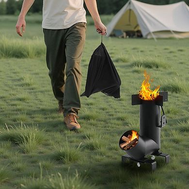 Wood-Burning Rocket Stove Lightweight Portable Outdoor Cooking Stove