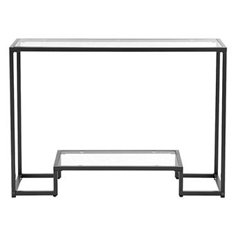 Entryway Console Table with Tempered Glass Shelves and Metal Frame