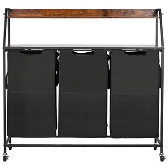 3-Bag Rolling Laundry Hamper Sorter with Wheels and Removable Bags