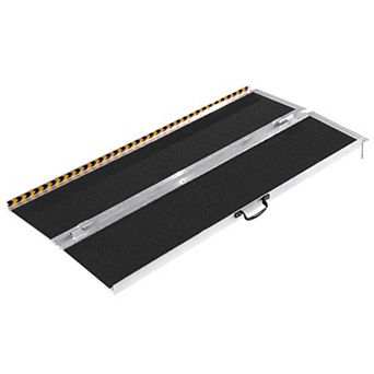 Portable Aluminum Ramp for Wheelchairs and Scooters with Foldable Design, Gloves, Storage