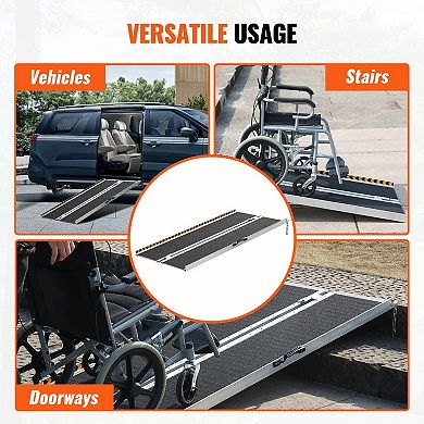 5-Foot Foldable Wheelchair Ramp with Carry Handle and Non-Slip Surface