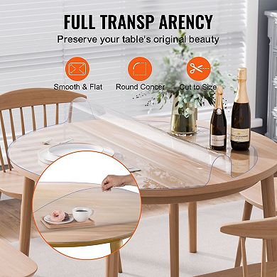 Round PVC Table Protector, Waterproof Cover for Dining, Desk, Coffee Tables