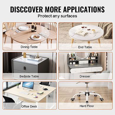 Round PVC Table Protector, Waterproof Cover for Dining, Desk, Coffee Tables