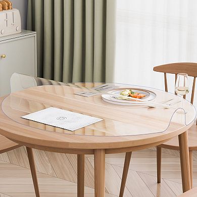 Round PVC Table Protector, Waterproof Cover for Dining, Desk, Coffee Tables