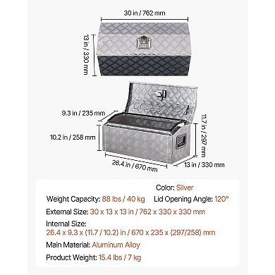 Locking Aluminum Truck Tool Box with Tread Pattern for Pickup Bed Storage