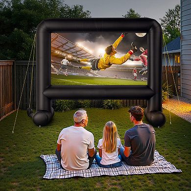 Portable Outdoor Inflatable Movie Screen with Front and Rear Projection and Carry Bag