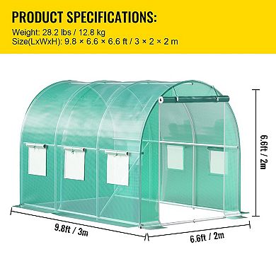 Walk-In Tunnel Greenhouse with Roll-Up Doors and Mesh Windows for Outdoor Gardening