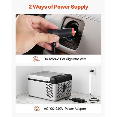 Compact 12V Electric Car Refrigerator 10 Qt with Touch Controls and ECO/MAX Modes