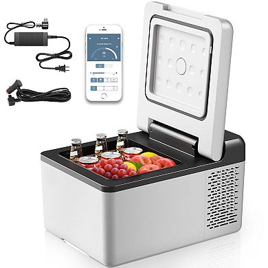 Compact 12V Electric Car Refrigerator 10 Qt with Touch Controls and ECO/MAX Modes