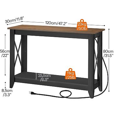 Console Table with Charging Station, Entryway Table with 2 Outlets and 2 USB Ports