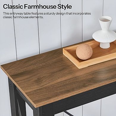 Console Table with Charging Station, Entryway Table with 2 Outlets and 2 USB Ports