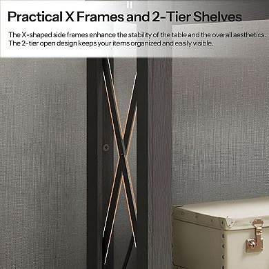 Console Table with Charging Station, Entryway Table with 2 Outlets and 2 USB Ports