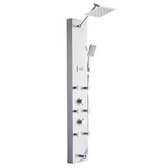 4-in-1 Shower Panel Tower with Rainfall, Body Jets, Handheld, Bathtub Spout