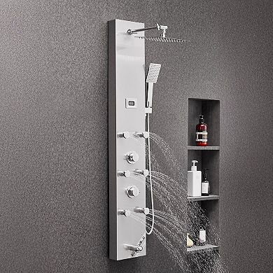 4-in-1 Shower Panel Tower with Rainfall, Body Jets, Handheld, Bathtub Spout