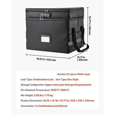 Fireproof and Waterproof Document Box with 3-Digit Lock for Home or Office