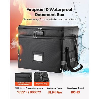 Fireproof and Waterproof Document Box with 3-Digit Lock for Home or Office