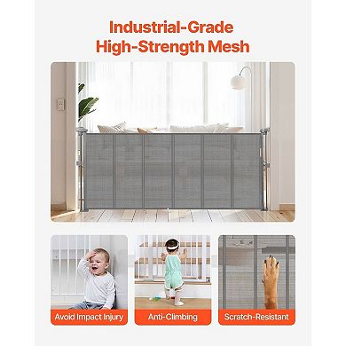 Retractable Mesh Pet Gate for Doorways and Hallways, One-Hand Open