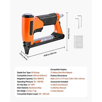 22-Gauge Pneumatic Staple Gun for Upholstery, Woodworking, and DIY Projects