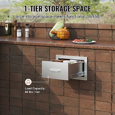 Stainless Steel Storage Drawer for Kitchen, Patio, or BBQ Island