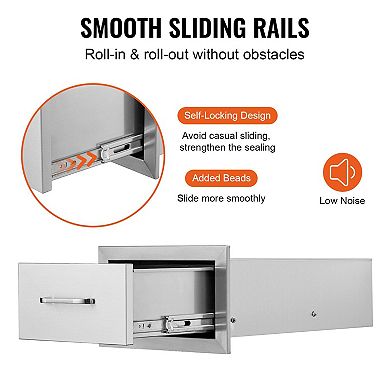 Stainless Steel Storage Drawer for Kitchen, Patio, or BBQ Island