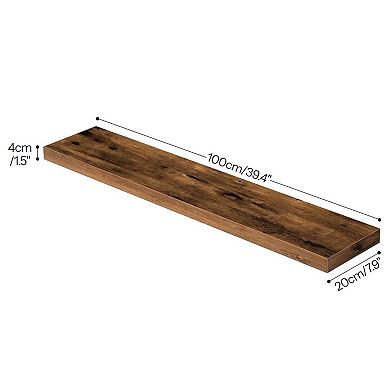 Set of 2 Floating Wall Shelves, Solid Wood with Concealed Iron Frame for Bedroom or Living Room