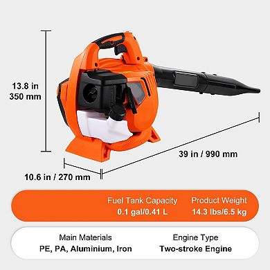 26CC 2-Stroke Gas Leaf Blower and Lawn Vacuum with Noise-Reducing Earmuffs