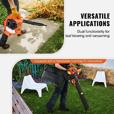 26CC 2-Stroke Gas Leaf Blower and Lawn Vacuum with Noise-Reducing Earmuffs