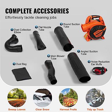 26CC 2-Stroke Gas Leaf Blower and Lawn Vacuum with Noise-Reducing Earmuffs