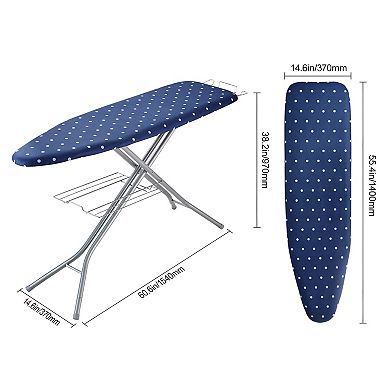Adjustable Full-Size Ironing Board, Four-Layer Padding for Smooth Ironing