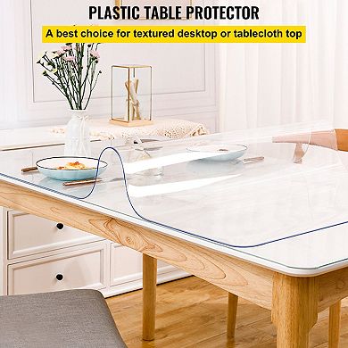 PVC Table Protector Cover for Home Office Use, Rectangle Design, Scratch and Stain Resistant